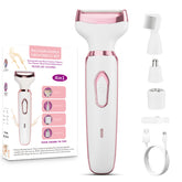 RUIBO women's electric razor with 4in1 heads for precise face and body shaving