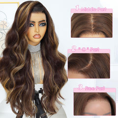 Ruiieea Highlight back view showcases 26-inch body wave length.
