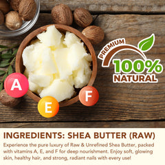 Rulviou Shea Butter block highlights natural unrefined quality for nourished skin.