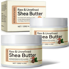 Rulviou Shea Butter jar closeup showing creamy texture for skin hydration.