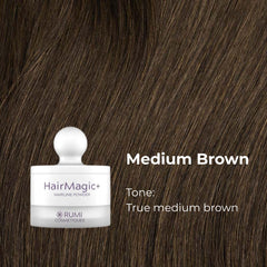 Rumi Cosmetiques HairMagic+ application-brush enables precise root touch-ups for thinning areas.