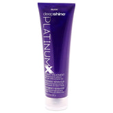RUSK PlatinumX Repair Treatment bottle illustrates repairing damaged hair and adding shine.