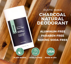 Rustic Maka Luna Bliss highlights activated charcoal and magnesium for odor control.