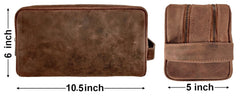RUSTIC TOWN leather travel toiletry bag waterproof lining protects contents from spills