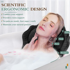 RUVINCE Bath Pillow with 6 suction cups stays secure in tub
