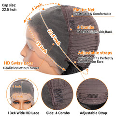 Rylice glueless wig with straps and four combs for secure, easy wear.