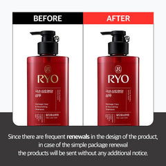 Ryo Damage Care Shampoo pour demonstrates precise dosing for even scalp nourishment.