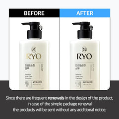 Ryo Sensitive Scalp Shampoo ingredients with Korean ginseng and caffeine for scalp support.