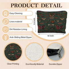 RYYCDOI Moody Green Academia butterfly cosmetic bag zipper detail highlights secure closure