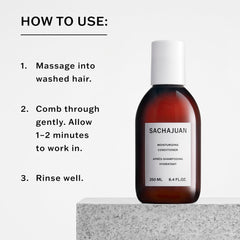 Creamy texture of SACHAJUAN conditioner ready for even distribution and detangling.