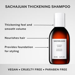 SACHAJUAN Thickening Shampoo being poured for even distribution.