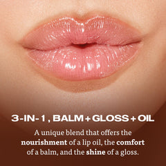 Sacheu Lip Elixir on lips with long-lasting moisture and radiant gloss