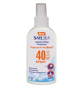 Safe Sea jellyfish sting-blocking sunscreen bottle ready for beach protection
