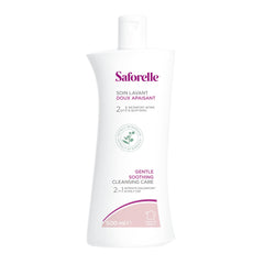 Saforelle Gentle Cleansing Care creamy texture close-up suggests soothing cleansing feel.