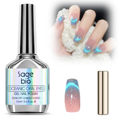SAGEBIO cat-eye gel polish bottle with magnetic shimmer for eye-catching nails.