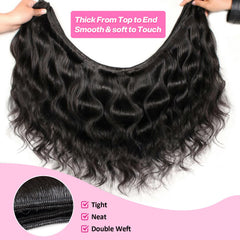 Saiclout 12A body wave bundles 22-inch natural color showing seamless blend.