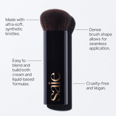 Saie The Big Liquid Foundation Brush closeup shows ultra-soft cruelty-free bristles for even coverage