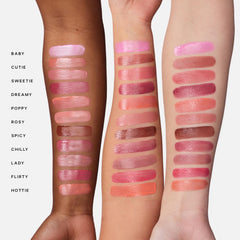 Saie Dew Liquid Blush blend-onto-cheeks demonstrates a lit-from-within radiance.