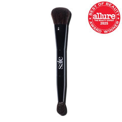 Saie The Double Brush small end highlights and conceals under-eyes for a brighter look.