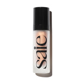 Saie Glowy Super Gel bottle closeup demonstrates glass-skin hydration.