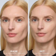 Saie Slip Tint Baked Setting Powder swirled with brush for even application