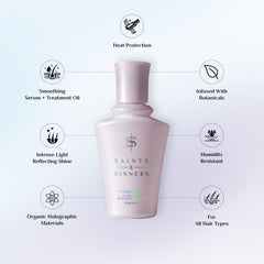 Saints & Sinners Illuminati Divine Shine serum pump demonstrates easy application for instant gloss.