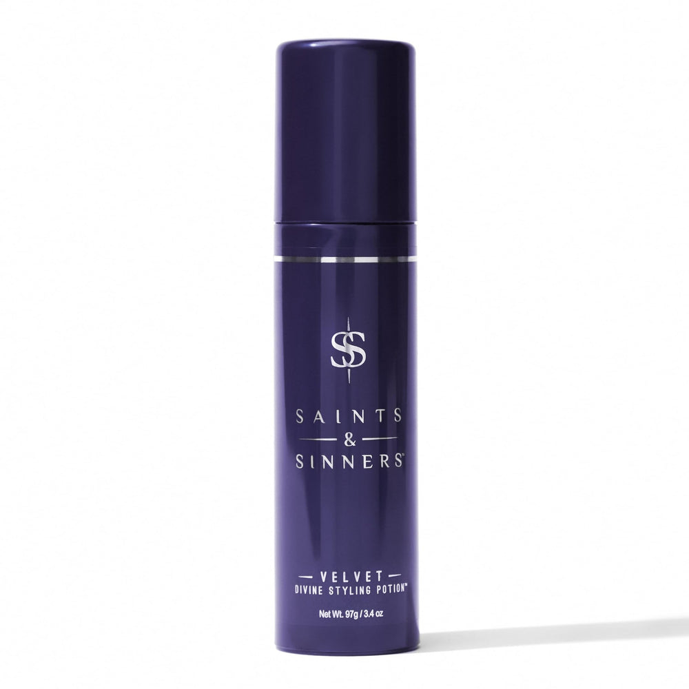 Saints & Sinners Velvet Divine bottle pour for frizz-free hair.