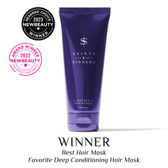 Saints & Sinners Velvet Divine Masque close-up highlights damage repair and stronger strands.