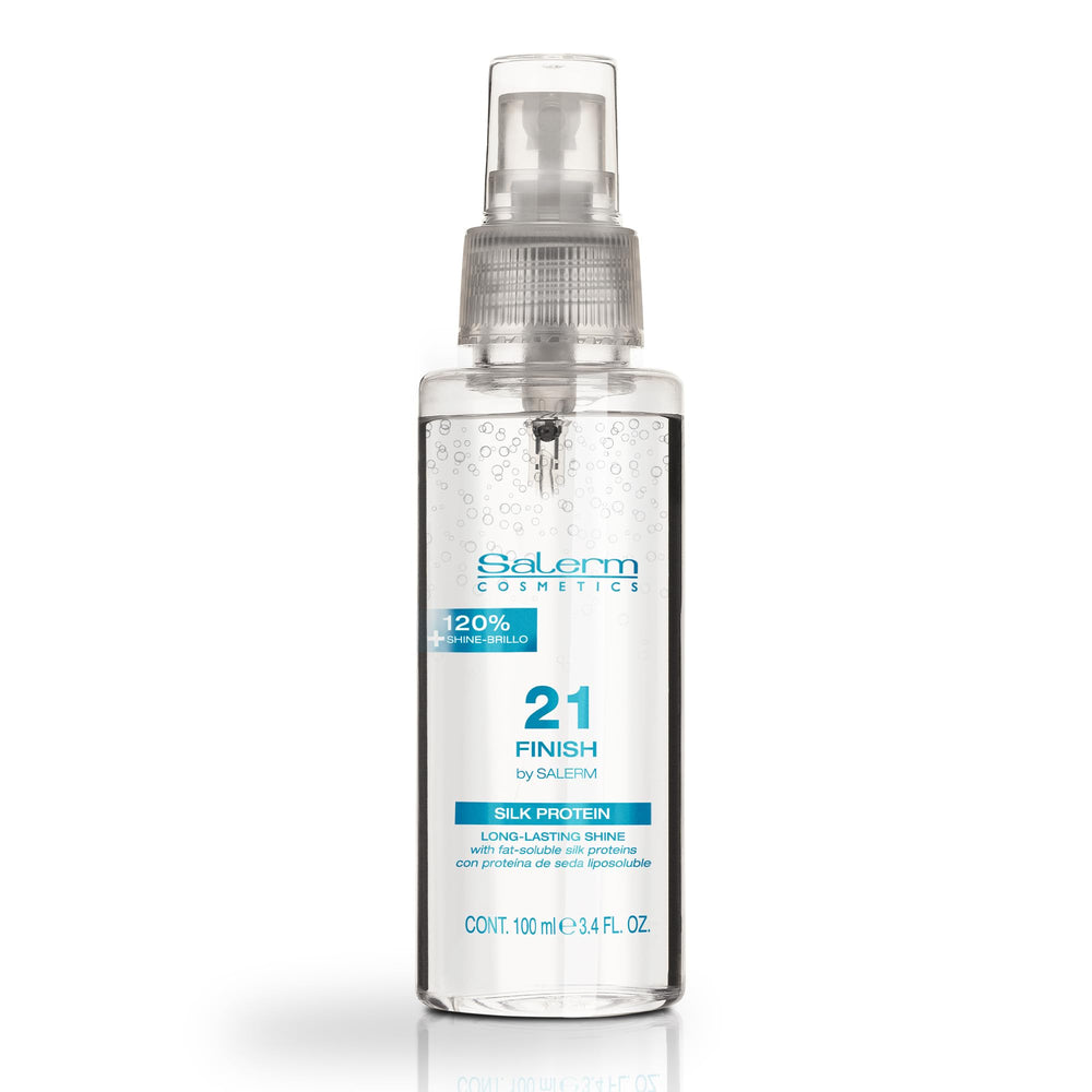 SALERM 21 Finish illuminated spray on damp hair for instant shine and hydration.