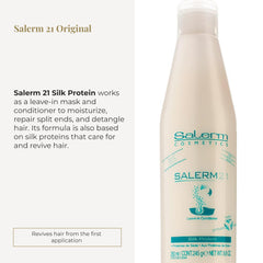 SALERM 21 leave-in on damp hair demonstrates quick hydration and detangling.