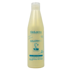 Salerm 21 Leave-In Conditioner bottle closeup highlighting moisture and shine for hair