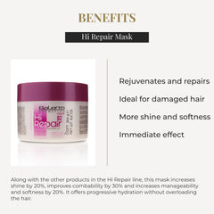 SALERM Hi Repair Mask 02 tub packaging highlights lightweight hydration without weighing hair down.