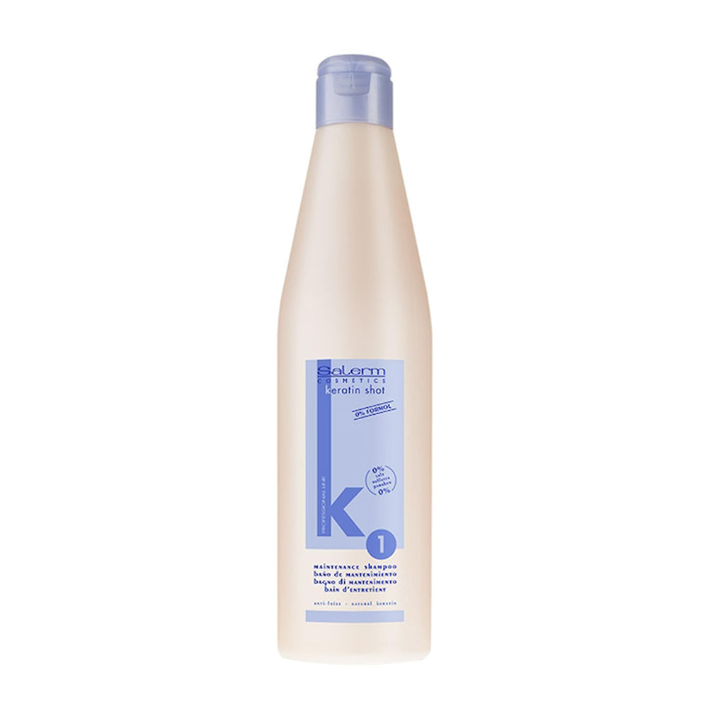 SALERM Keratin Shot shampoo bottle front view for pre and post-treatment cleansing