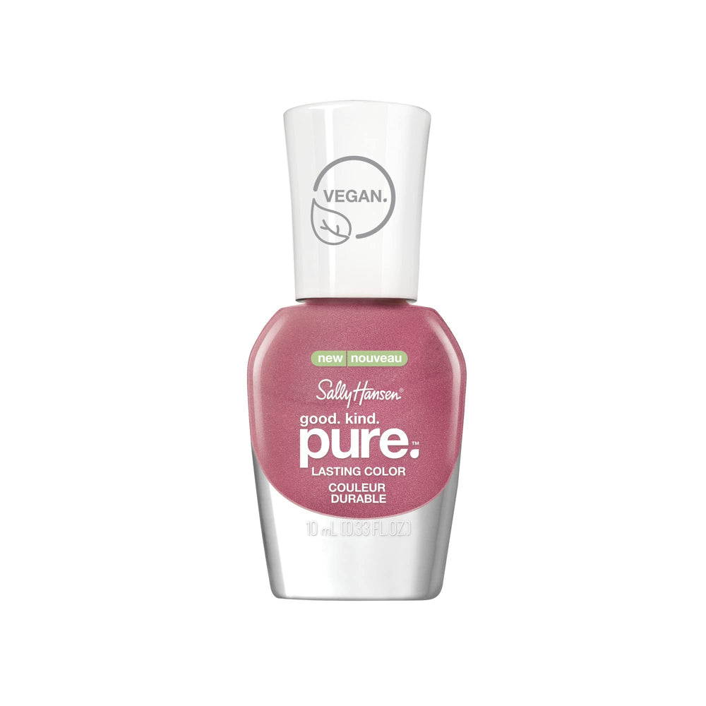 Sally Hansen Good.Kind.Pure Pink Sapphire bottle shows vegan color for clean beauty.