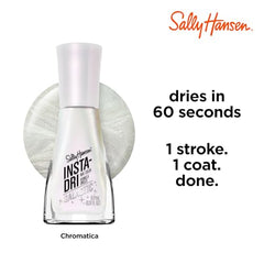 Sally Hansen Insta-Dri Galactic nail before and after showing streak-free result