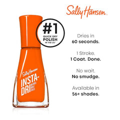 Sally Hansen Insta-Dri glossy finish on swatch highlights opaque, long-wear color.