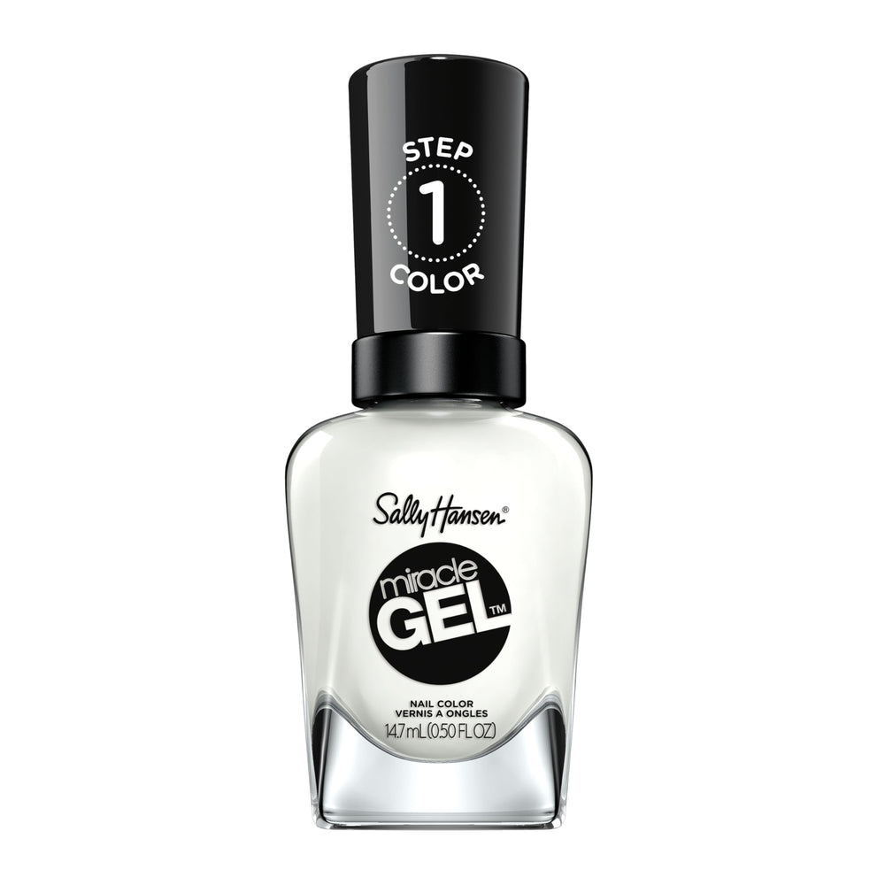 Sally Hansen Miracle Gel Get Mod bottle shows semi-opaque white shade for salon-style color