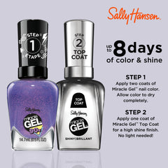 Sally Hansen Miracle Gel top coat applying to nails for extended wear