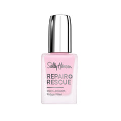 Sally Hansen Repair Rescue bottle closeup shows a hydrating ridge filler for smoother nail bases