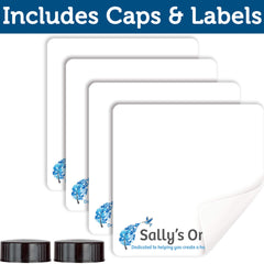 Sally's Organics cap-and-label-set keeps your DIY bottles organized.