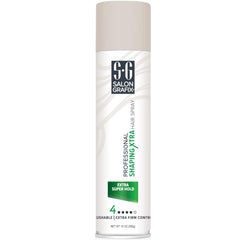 Salon Grafix Profession Shaping Hairspray nozzle dispensing spray for quick-dry styling.