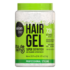 Salon Line curly hair gel bottle with strong definition for waves and curls.