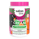 Salon Line Intense Definition Combing Cream bottle on damp hair for deep hydration and defined waves.