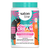 Salon Line Maximum Definition bottle closeup highlighting a creamy formula for defined, shiny curls.