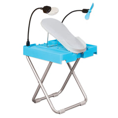 Salon Step footrest with drying fan helps nails dry quickly between coats.