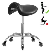 SALONFACTORY saddle stool thick cushion provides lasting comfort during long sessions