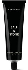 Salt and Stone Black Rose and Oud bottle close-up with premium scent preview.
