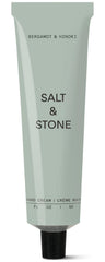 Salt & Stone Hand Cream bottle front highlights fast-absorbing hydration for dry hands.