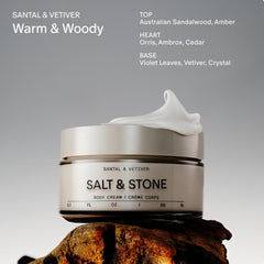 Arm applying Salt & Stone Body Cream for quick absorption