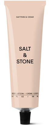 Salt & Stone Body Lotion bottle shows sleek packaging with quick-hydration benefits.
